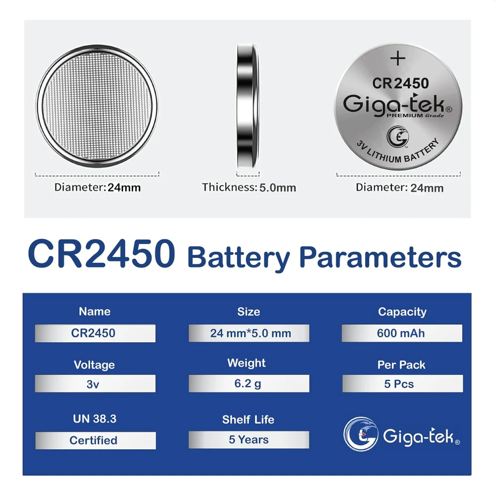 Gigatek Cmos Battery 3V CR2450 view 2